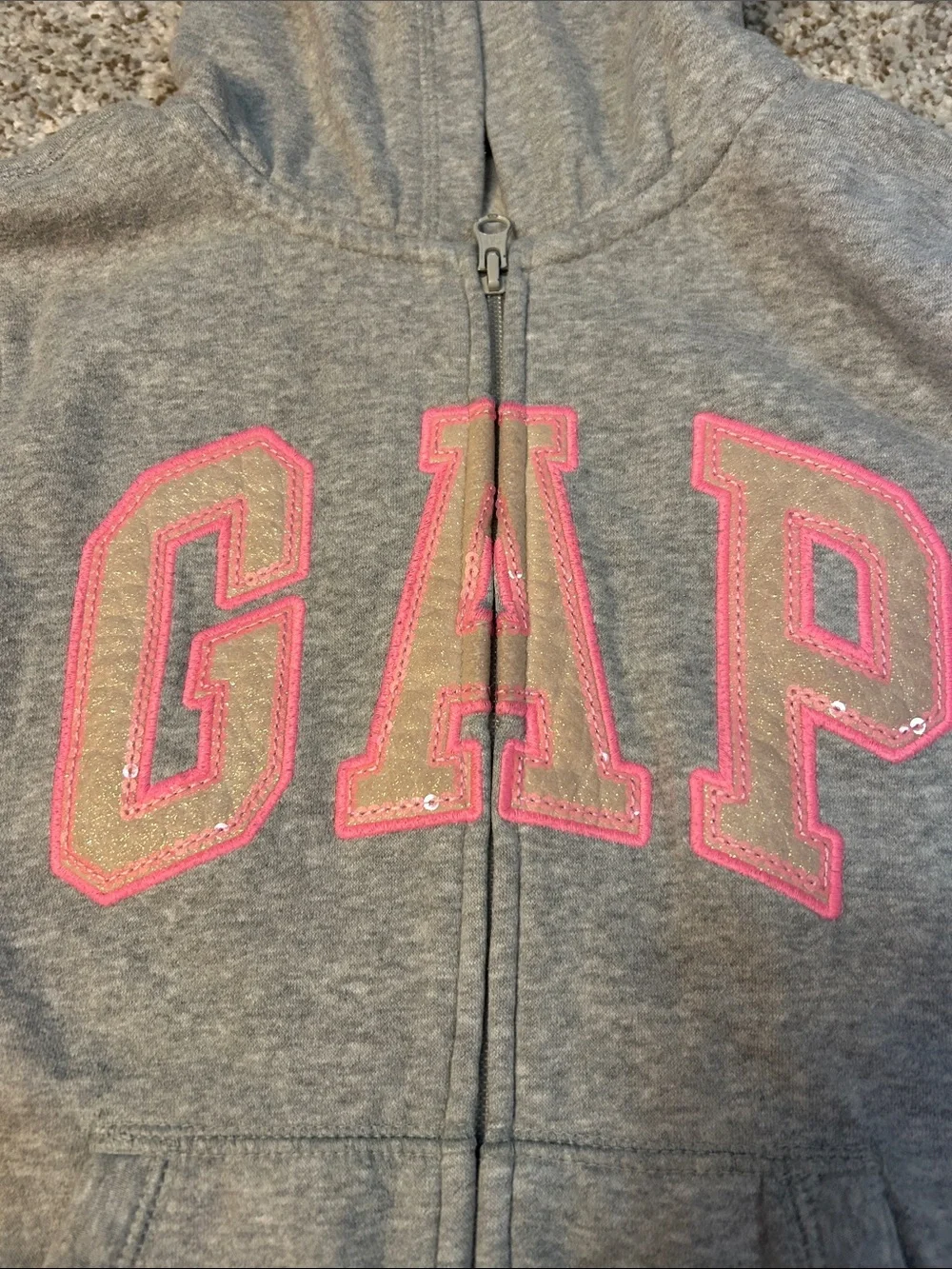 GAP Gray Hoodie with Pink Lettering